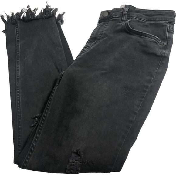 Free People Black Distresssed Frayed Jeans - Picture 5 of 12